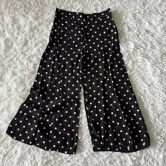 Anthropologie Pants - Anthropologie Brand Maeve Black and White Polka Dot Wide Leg Pants Size 10